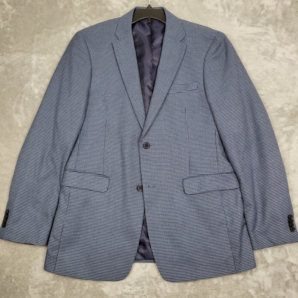 Tommy Hilfiger Men's 40L Blue Check Pattern 2-Button Sport Coat Blazer